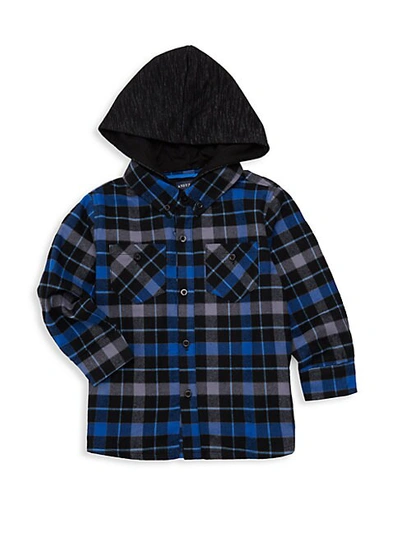 Shop Andy & Evan Little Boy's Plaid Hooded Sportshirt In Blue