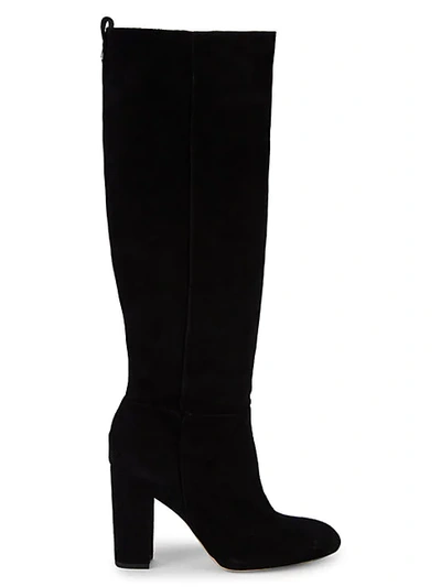 Shop Sam Edelman Caprice Suede & Cow Hair Knee-high Boots In Black