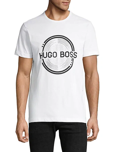 Shop Hugo Boss Graphic Logo T-shirt In Bright Blue