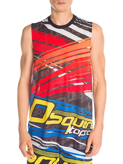 Shop Dsquared2 Taptronic Perforated Muscle Tank Top In Multi