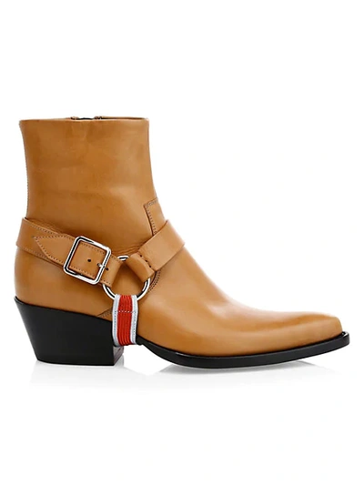 Shop Calvin Klein 205w39nyc Tex Harness Leather Ankle Boots In Cognac