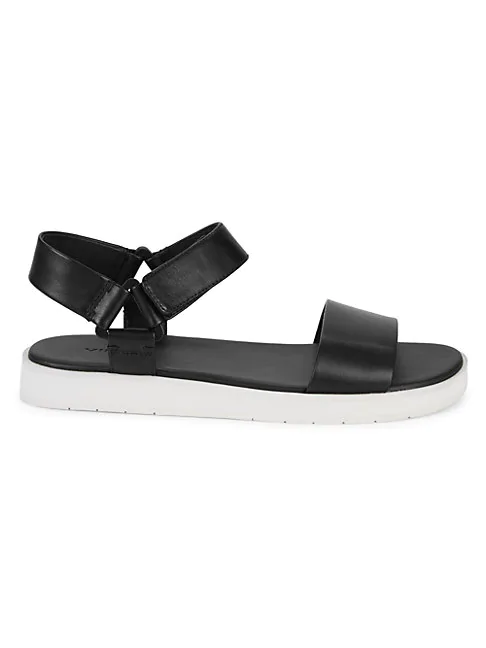 black leather walking sandals