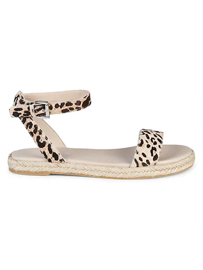 Shop J/slides Rosie Leopard Calf Hair Walking Sandals In Beige Black