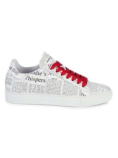 Shop John Galliano Low-top Newsprint Sneakers In White Black