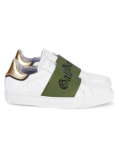 Shop John Galliano Galliano Gazette Leather & Textile Sneakers In White