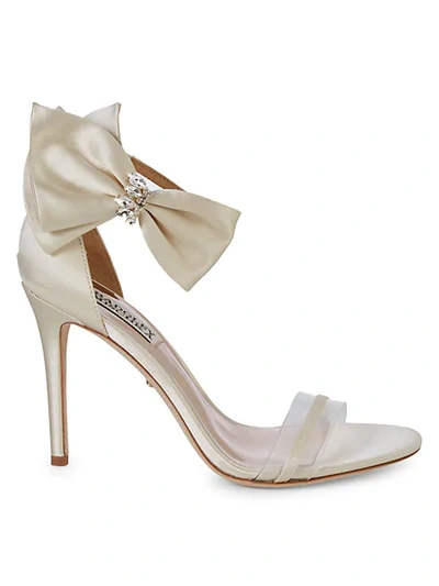Shop Badgley Mischka Fran Embellished Bow High-heel Sandals In Ivory