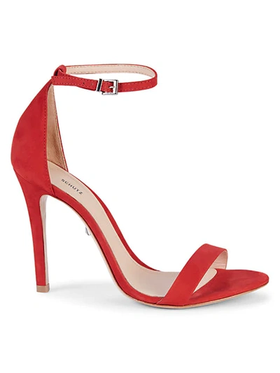 Shop Schutz Cadey Suede Stiletto Sandals In Scarlet