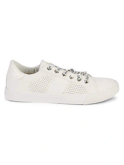 Shop Vintage Havana Signature Perforated Lace-up Sneakers In White
