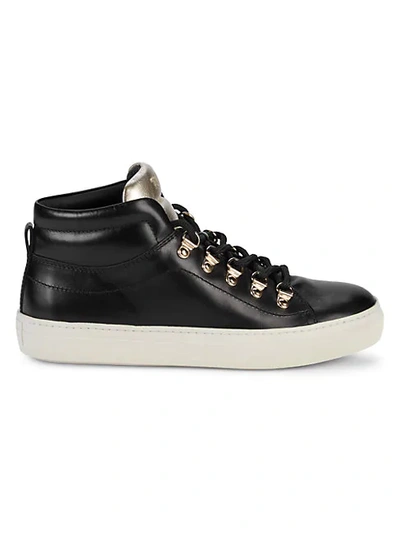 Shop Tod's Metallic Colorblock Leather High-top Sneakers In Black Gold