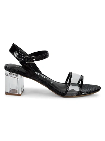 Shop Anne Klein Cabalina Transparent Heel Sandals In Black