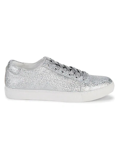 Shop Kenneth Cole Kam Iridescent Leather Sneakers In Silver
