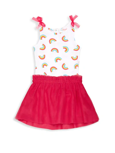 Shop Andy & Evan Baby Girl's 2-piece Rainbow Bodysuit & Skirt Set In Coral