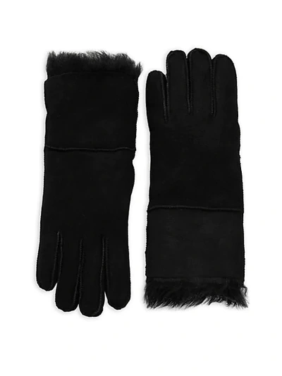 Shop Surell Toscana Fur-trim Gloves In Black