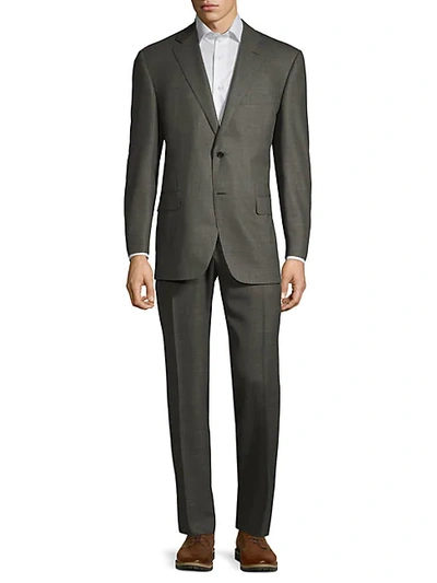 Shop Canali Slim-fit Textured Wool Suit In Grey