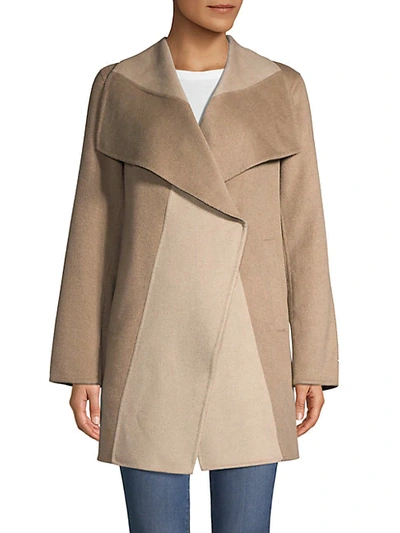 Shop T Tahari Long-sleeve Wool-blend Jacket In Mocha