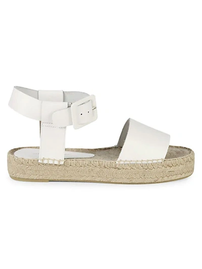 Shop Saks Fifth Avenue Leather Ankle-strap Platform Espadrilles In White