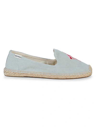 Shop Soludos Women's Embroidery Denim Espadrille Smoking Slippers In Chambray