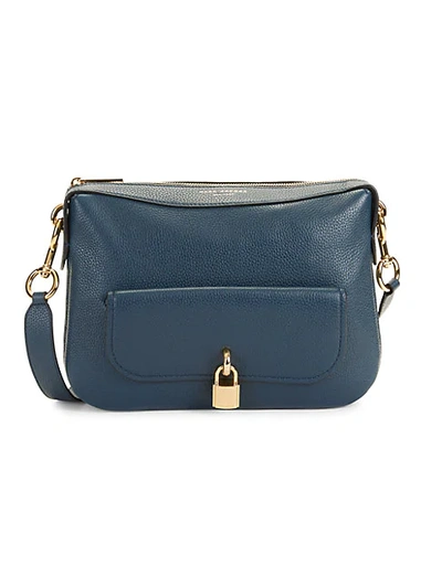 Shop Marc Jacobs Lock That Leather Messenger Bag In Shadey Grey
