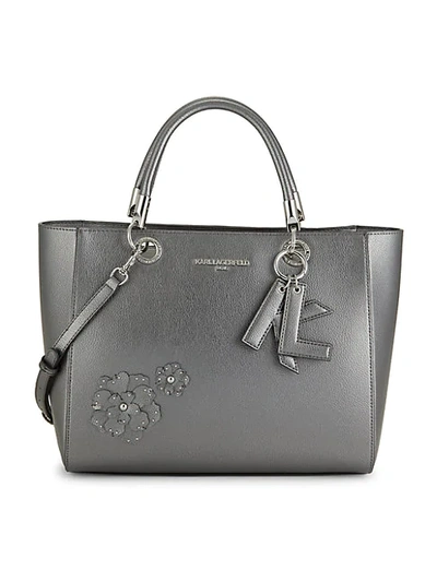 Shop Karl Lagerfeld Miranda Hermine Embellished Tote In Pewter