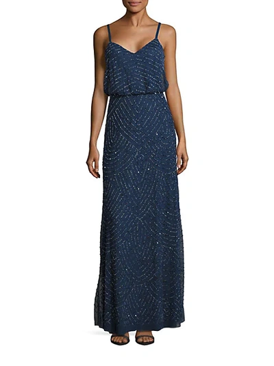 Shop Adrianna Papell Sequined Chiffon Gown In Taupe