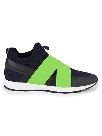 Shop Hugo Boss Hybrid Runn Sock Sneakers In Dark Blue