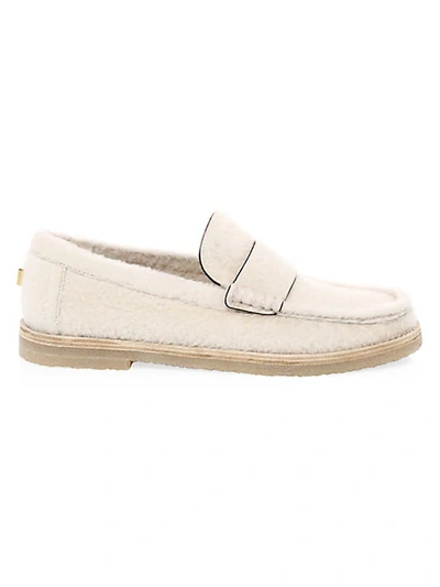 Shop Stuart Weitzman Women's Bromley Dyed Shearling Loafers In Cream