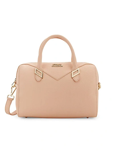 Shop Versace Pebbled Leather Top Handle Bag In Blush