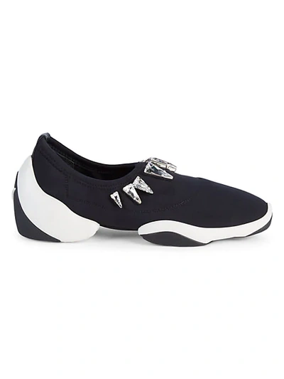 Shop Giuseppe Zanotti Embellished Slip-on Sneakers In Black White
