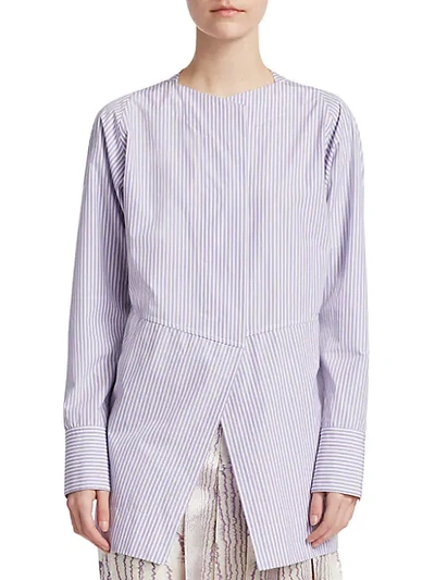Shop Victoria Beckham Stripe Open Back Cotton Shirt In Lilac White