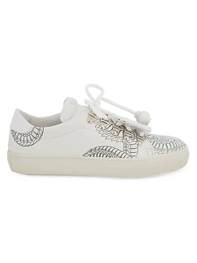 Shop Tod's Donna Leather Sneakers In White