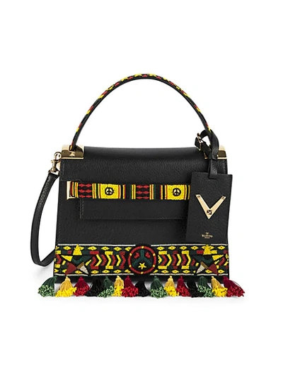 Shop Valentino My Rockstud Small Jamaican Beaded Leather Bag In Nero