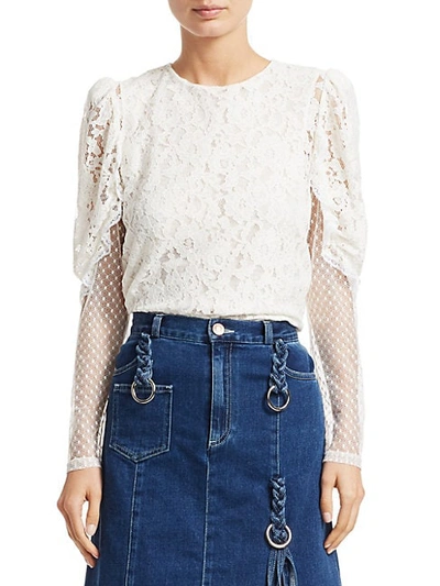 Shop See By Chloé Lace Sheer-sleeve Blouse In White