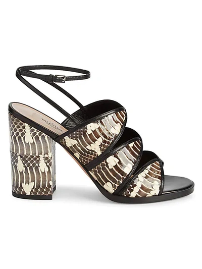 Shop Valentino Ankle-strap Leather Sandals In Black Multi