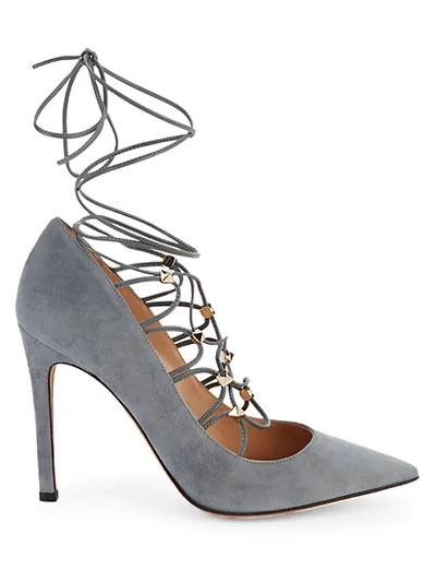 Shop Valentino Suede Lace-up Pumps In Nero