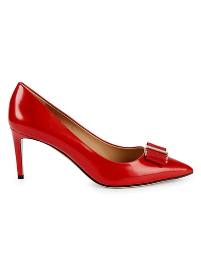 Shop Ferragamo Leather Stiletto Pumps In Red