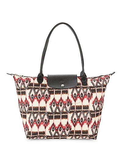 Shop Longchamp Le Pliage Club Printed Tote In Ivory Multi