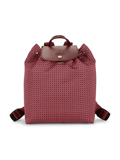 Shop Longchamp Dandy Leather-trim Printed Backpack In Red