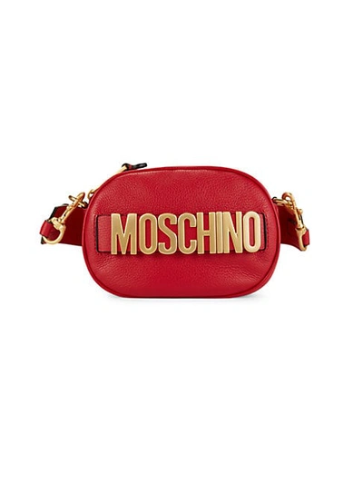 Shop Moschino Logo Leather Belt Bag In Red