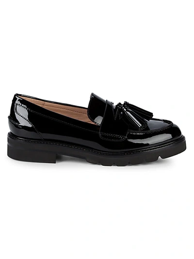 Shop Stuart Weitzman Women's Adrina Tassel Patent Leather Loafers In Black