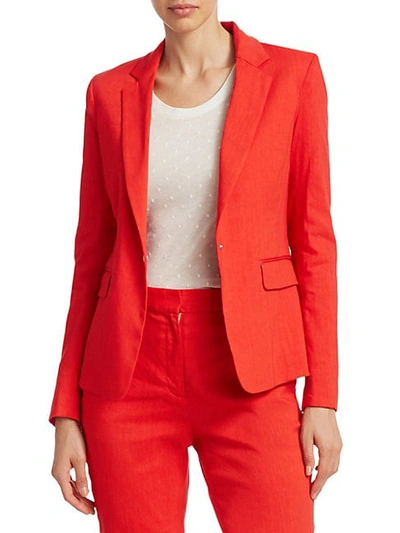Shop Rag & Bone Lucy Linen-blend Blazer In Fire Red