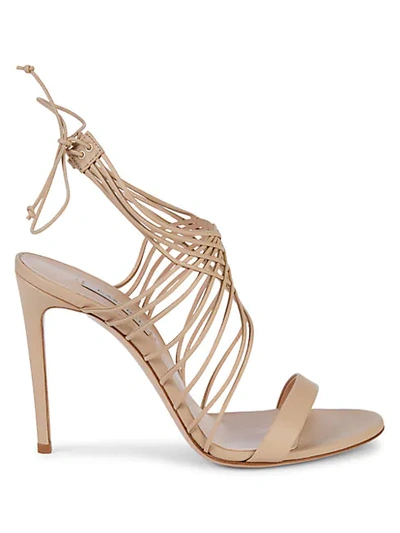 Shop Casadei Leather Stiletto Sandals In Tan