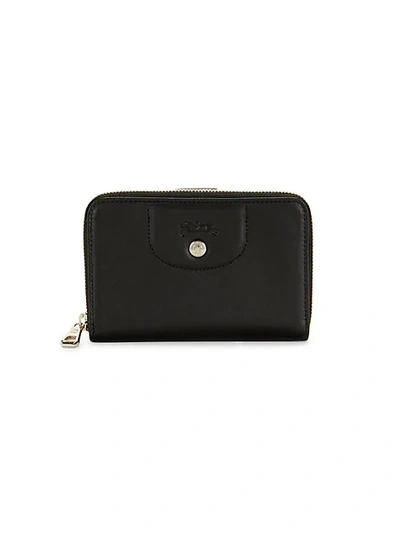 Shop Longchamp Zip-around Leather Wallet In Black