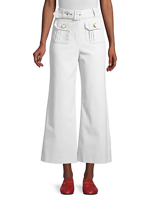 white cropped flare pants