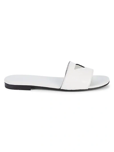Shop Prada Donna Croc-embossed Leather Slides In White