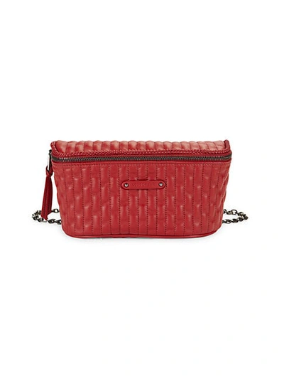 Shop Longchamp Quilted Leather Belt Bag In Red