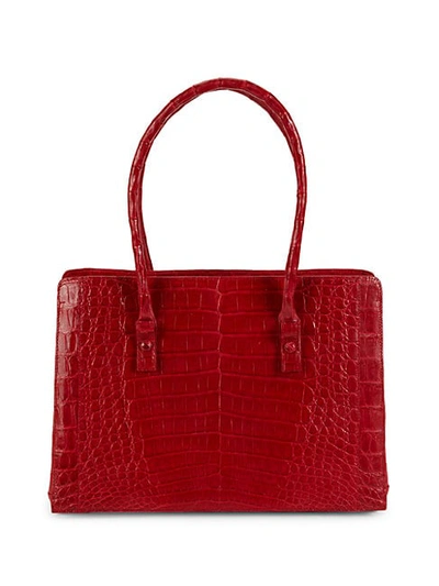 Shop Nancy Gonzalez Large Crocodile Leather Tote In Red