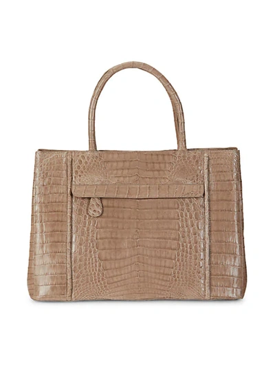 Shop Nancy Gonzalez Large Crocodile Leather Tote In Taupe