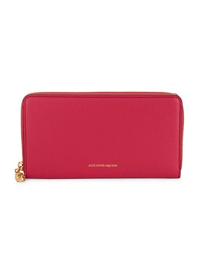 Shop Alexander Mcqueen Small Leather Continental Wallet In Fuchsia
