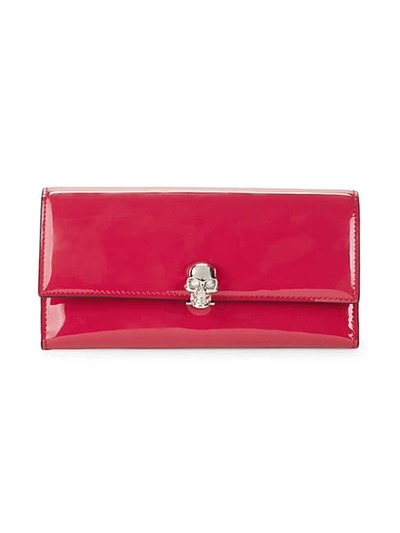 Shop Alexander Mcqueen Patent Leather Flap Continental Wallet In Fuchsia