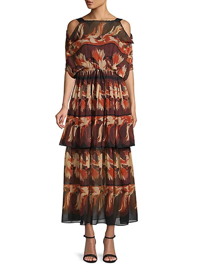Shop Fendi Printed Silk Shift Dress In Multi